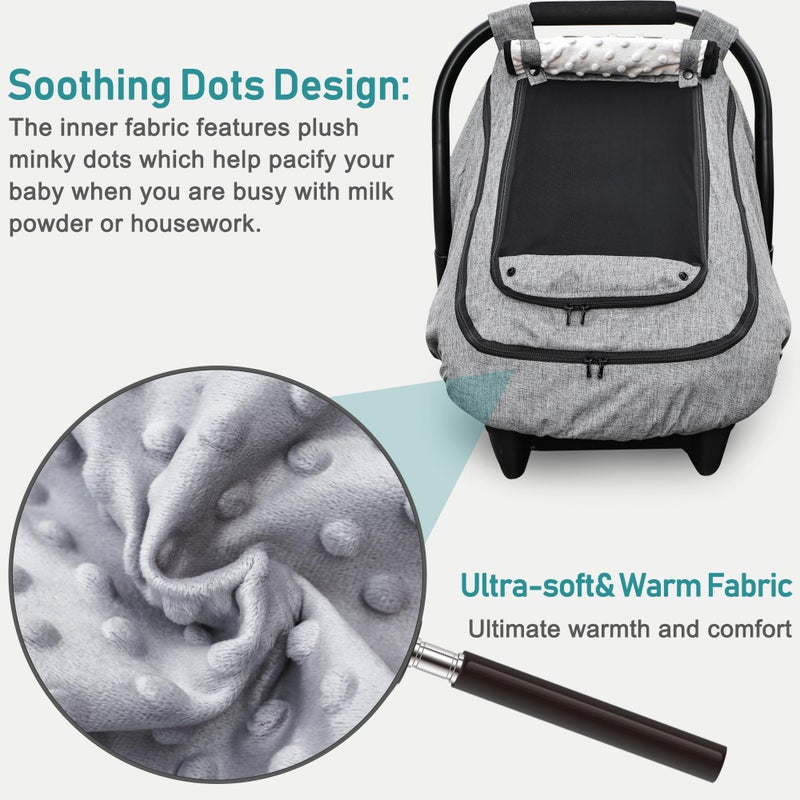 YVMVDV Waterproof Baby Car Seat Coverï¼ŒYVMVDV Patented Cold Weather Carseat Cover for Babies,Infant Car Seat Cover Canopy for Boy Girls,Windproof Car Seat Canopy for Boys & Girls, Keeps Babies Warm - Image 4