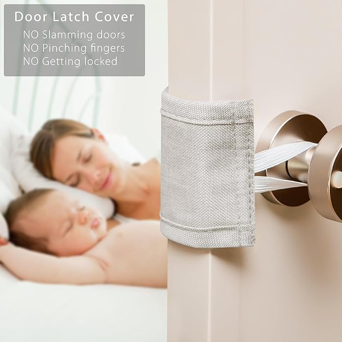 DHRUSIMI 2 Pic Silencer Quiet Door Closer Cushion Padded Door Latch Cover for Nursery Baby Light Sleepers Noise Reduced Prevent from Locking for Toddler Safety - 4 x 3 inch (Natural, Pack of 2) - Image 2