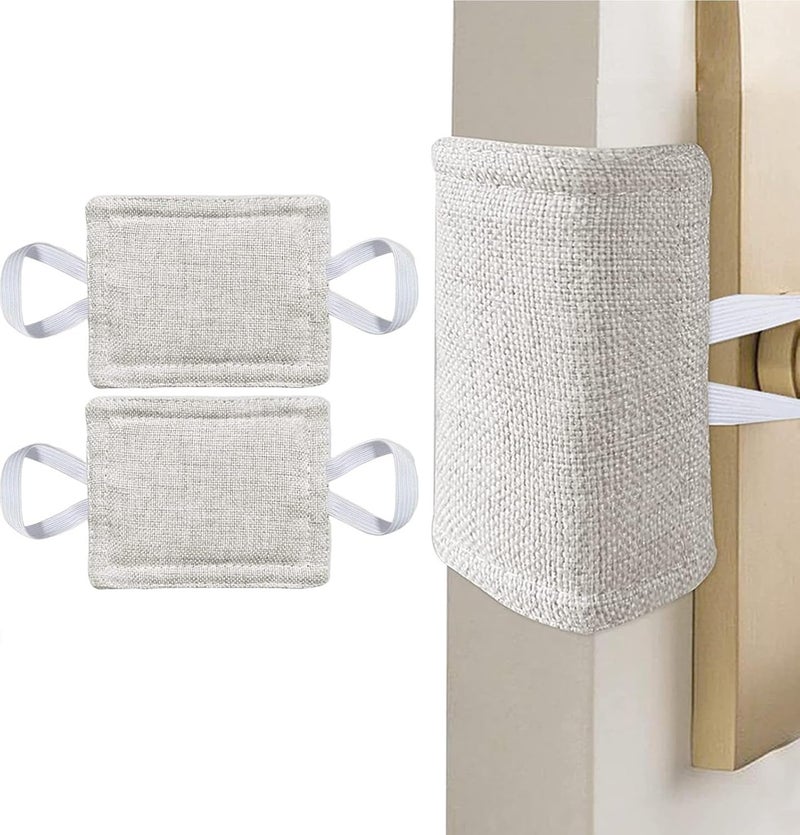 DHRUSIMI 2 Pic Silencer Quiet Door Closer Cushion Padded Door Latch Cover for Nursery Baby Light Sleepers Noise Reduced Prevent from Locking for Toddler Safety - 4 x 3 inch (Natural, Pack of 2) - Image 1