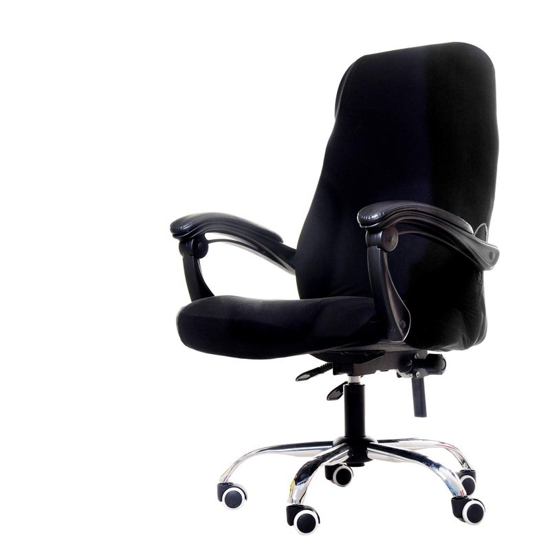 Deisy Dee Computer Office Chair Covers for Stretch Universal Rotating Chair Desk Chairs ONLY Chair Covers (Black, Medium) - Image 1