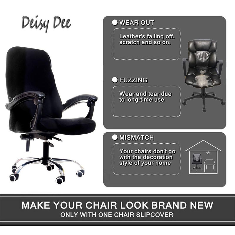 Deisy Dee Computer Office Chair Covers for Stretch Universal Rotating Chair Desk Chairs ONLY Chair Covers (Black, Medium) - Image 3