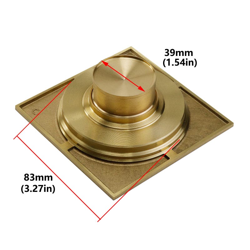 Antrader 3.9-inch Copper Shower Floor Drain with Removable Strainer Cover, Antrader Square Anti-Clogging Bathroom Accessory, Gold - Image 3