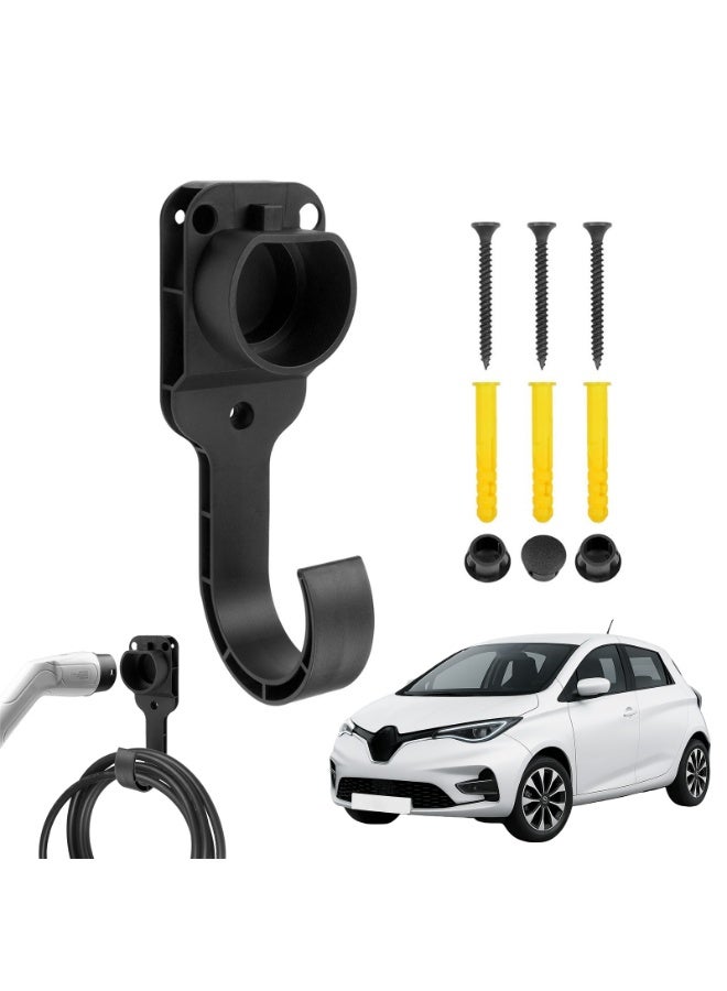 Ev Charger Holder And Cable Organizer For Type 2, Wall Mount Charging Cable Bracket With Hook, Compatible With Tesla Model, Renault Zoe, Kona, Id.3, Id.4, And Most Eu Type 2 Electric Vehicles