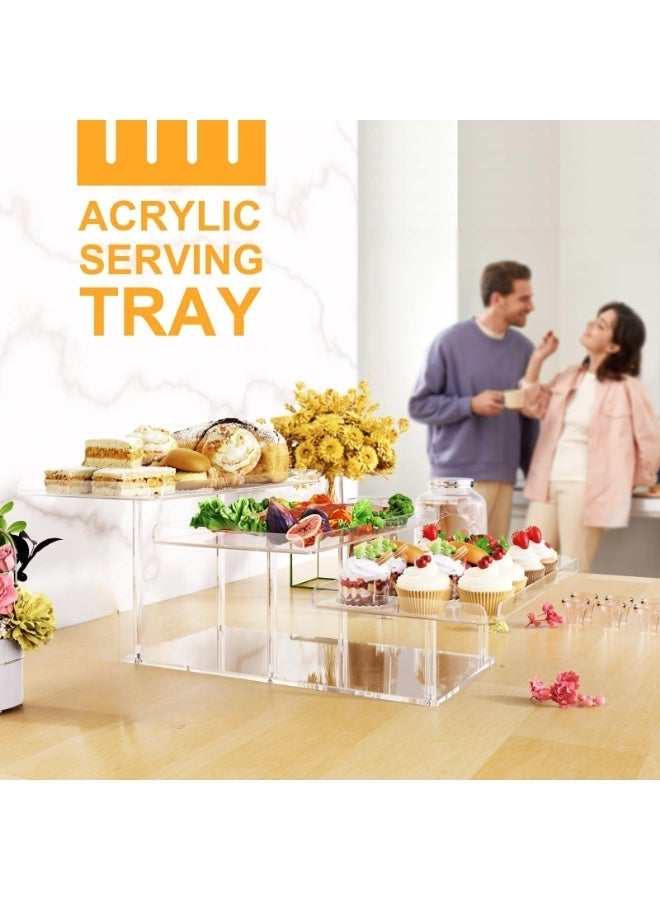 والالا صينية تقديم بثلاث طبقات للترفيه، طقم عرض طاولة حلوى أكريليك لمستلزمات الحفلات، أطباق وصواني تقديم للطعام، حوامل حلويات على شكل بوفيه كب كيك لحفلات الزفاف وحفلات استقبال المولود الجديد - Image 2