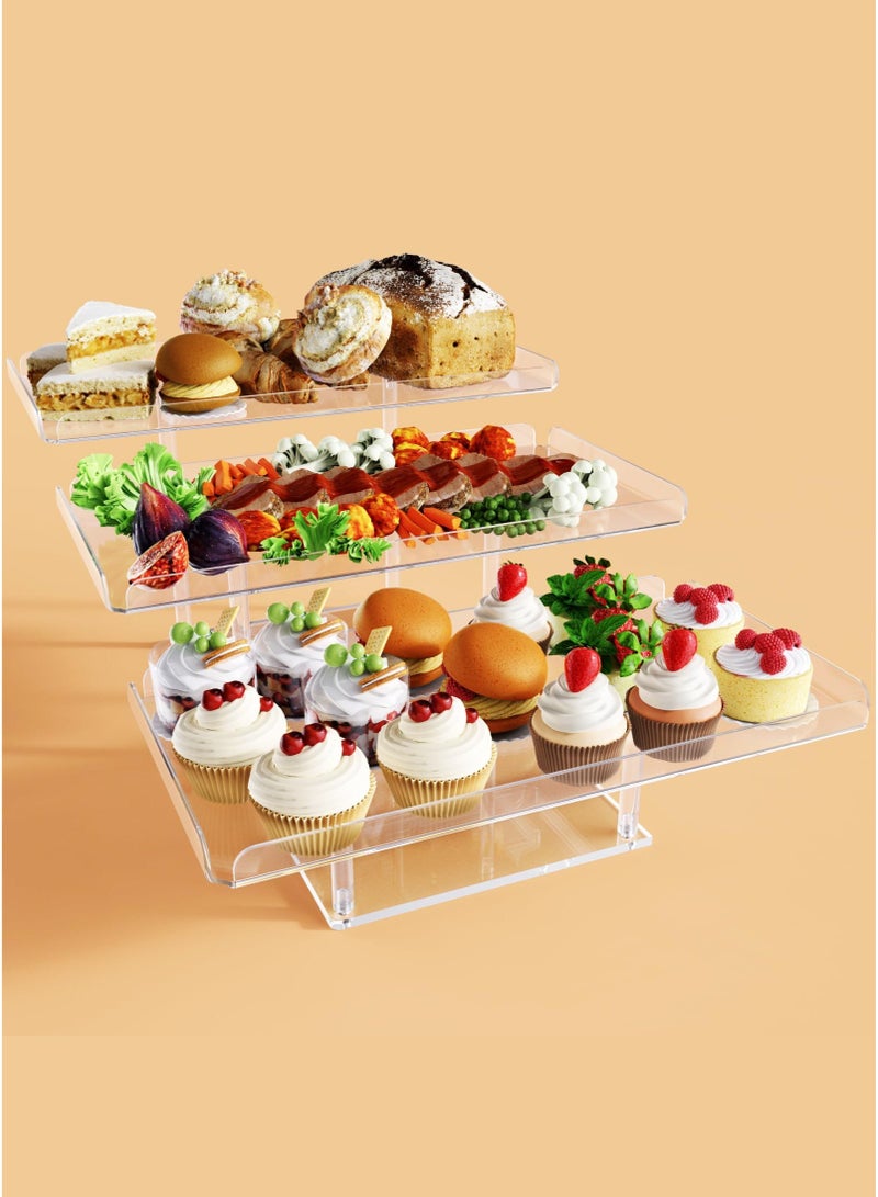 والالا صينية تقديم بثلاث طبقات للترفيه، طقم عرض طاولة حلوى أكريليك لمستلزمات الحفلات، أطباق وصواني تقديم للطعام، حوامل حلويات على شكل بوفيه كب كيك لحفلات الزفاف وحفلات استقبال المولود الجديد - Image 1