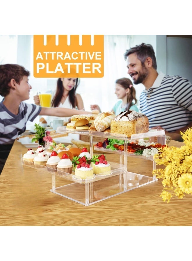 والالا صينية تقديم بثلاث طبقات للترفيه، طقم عرض طاولة حلوى أكريليك لمستلزمات الحفلات، أطباق وصواني تقديم للطعام، حوامل حلويات على شكل بوفيه كب كيك لحفلات الزفاف وحفلات استقبال المولود الجديد - Image 5