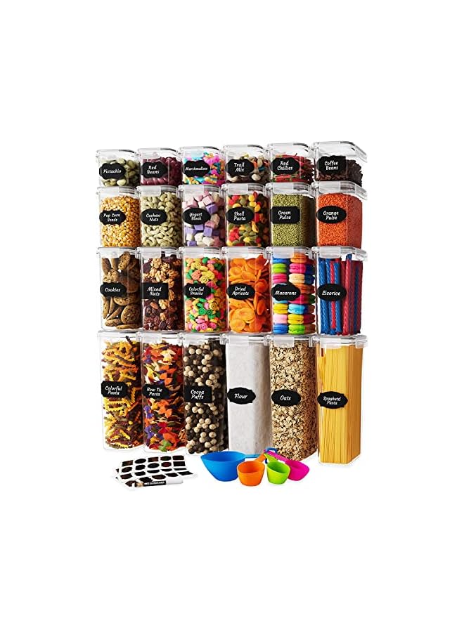 PROMASS Path Airtight Food Storage Containers Set with Lids (24 Pack) for Kitchen and Pantry Organization - BPA Free Kitchen Canisters for Cereal, Rice, Flour & Oats - Free Marker and 24 Labels - Image 2