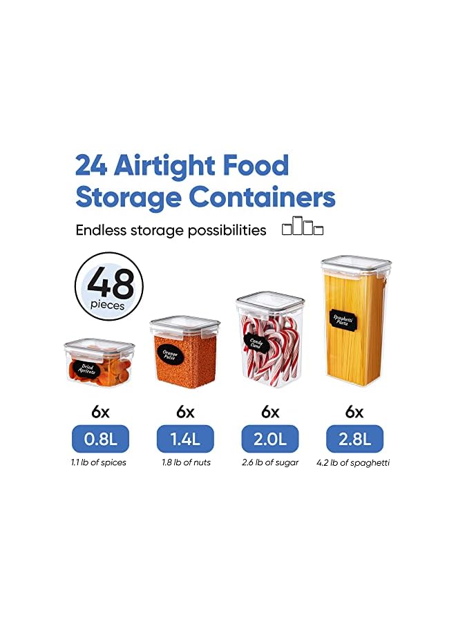 PROMASS Path Airtight Food Storage Containers Set with Lids (24 Pack) for Kitchen and Pantry Organization - BPA Free Kitchen Canisters for Cereal, Rice, Flour & Oats - Free Marker and 24 Labels - Image 3