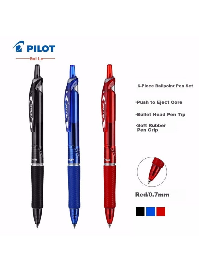 PILOT Acroball Retractable Ballpoint Pen Bpab-15f 0.7mm Red 6-pack - Image 1