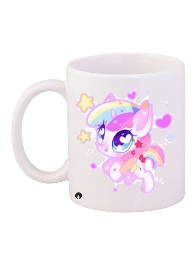 RYN Unicorn Printed Coffee Mug White/Yellow/Pink 11ounce