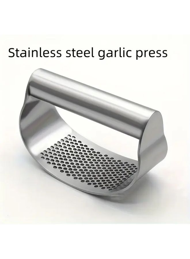Stainless Steel Garlic Press Non Slip Handle Compact For Travel And Kitchen - Image 2