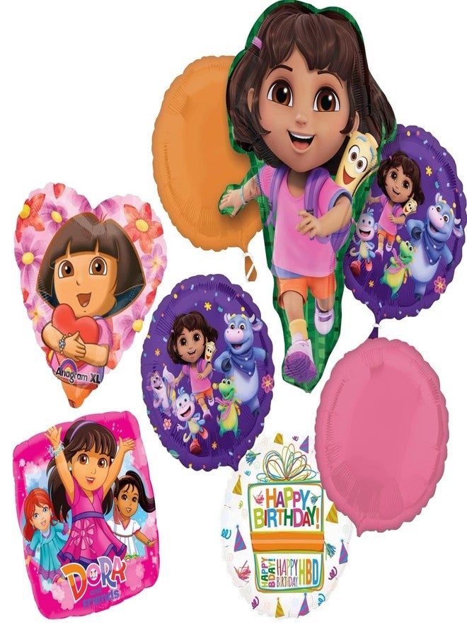 أناجرام مستلزمات حفلات عيد ميلاد دورا من أنغرام: باقة بالونات فويل مكونة من 8 قطع - Image 1