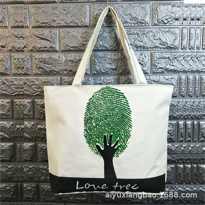 Niche Casual Canvas Bag Shopping Women'S Bag Large Capacity Women'S Canvas Bag Printed Handbag - Image 3