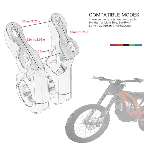 ABCERRSI Motorcycle Handlebar Riser MountElectric Bike Front Handlebar Risers Stem Mount Handle Bar for Surron Light Bee XSur Ron Light Bee SX160X260Red - Image 3