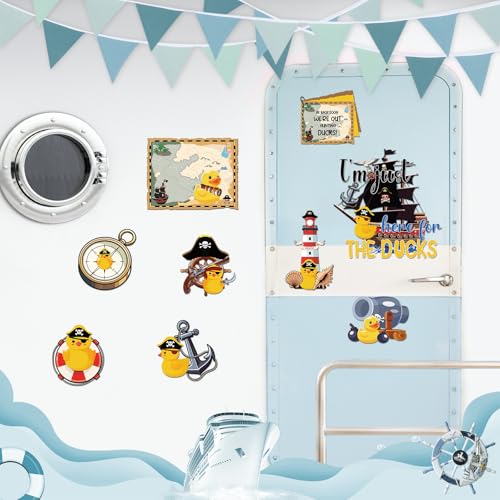 Dazoratix Pirate Duck Cruise Magnets - 9 Pcs Funny Ship Cabin Decorations Magnetic Stickers Personalized Anchor Stateroom Decals Carnival Birthday Party Decor Refrigerator Decorative Car Accessories - Image 4