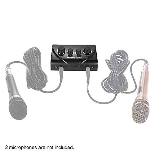 Btuty Karaoke Sound Mixer Dual Mic Inputs Audio Mixer Headphone Amplifier 2 Channel Mixer With Cable N-1 Black Color - Image 5