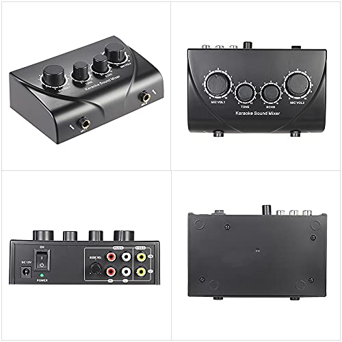 Btuty Karaoke Sound Mixer Dual Mic Inputs Audio Mixer Headphone Amplifier 2 Channel Mixer With Cable N-1 Black Color - Image 4