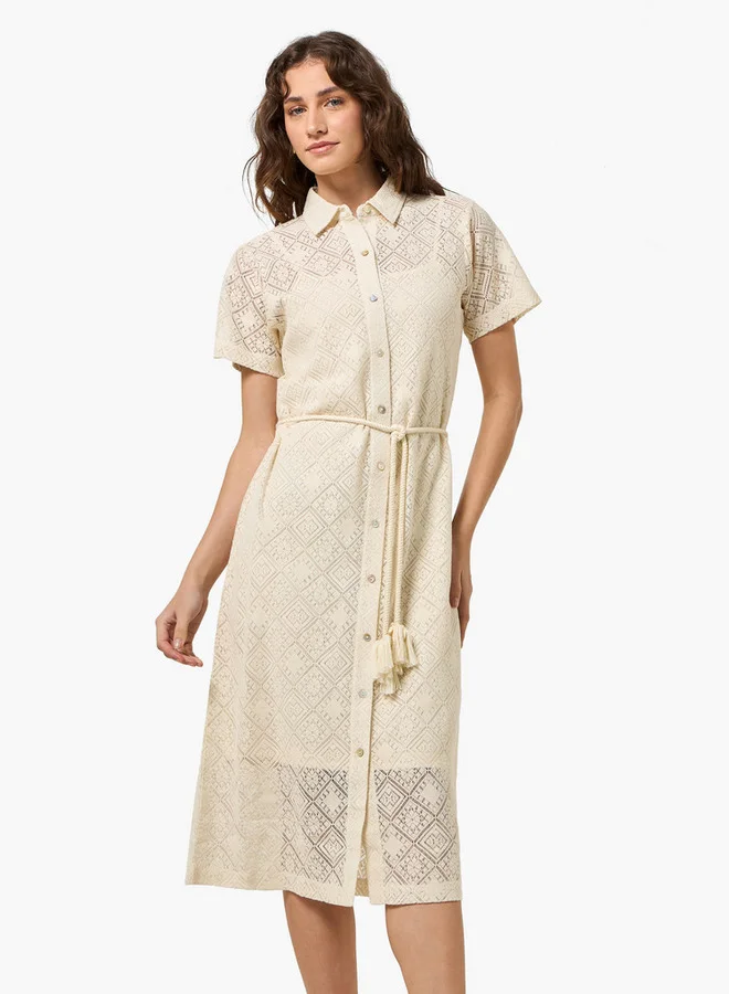 2Xtremz 2Xtremz Shirt Style Women Dress with Lace Design