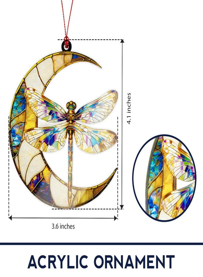 MAILAMCRAFT Dragonfly Gifts for Women Dragonfly Moon Christmas Decorations for Tree, Moon for Hanging, Gift Exchange Gift Gift Pendant for Car, Ornament - Image 3