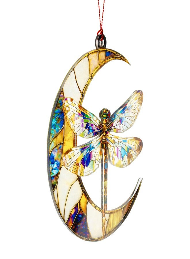 MAILAMCRAFT Dragonfly Gifts for Women Dragonfly Moon Christmas Decorations for Tree, Moon for Hanging, Gift Exchange Gift Gift Pendant for Car, Ornament - Image 4