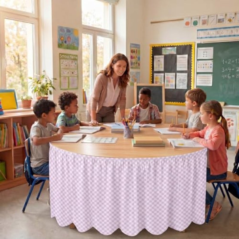 Teacher Desk Skirts 6 Feet Table Skirt Ruffled Table Skirt Back to School Supplies for Classroom Teacher Office Desk Decor - Image 5