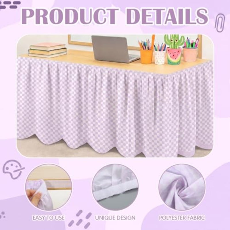 Teacher Desk Skirts 6 Feet Table Skirt Ruffled Table Skirt Back to School Supplies for Classroom Teacher Office Desk Decor - Image 3