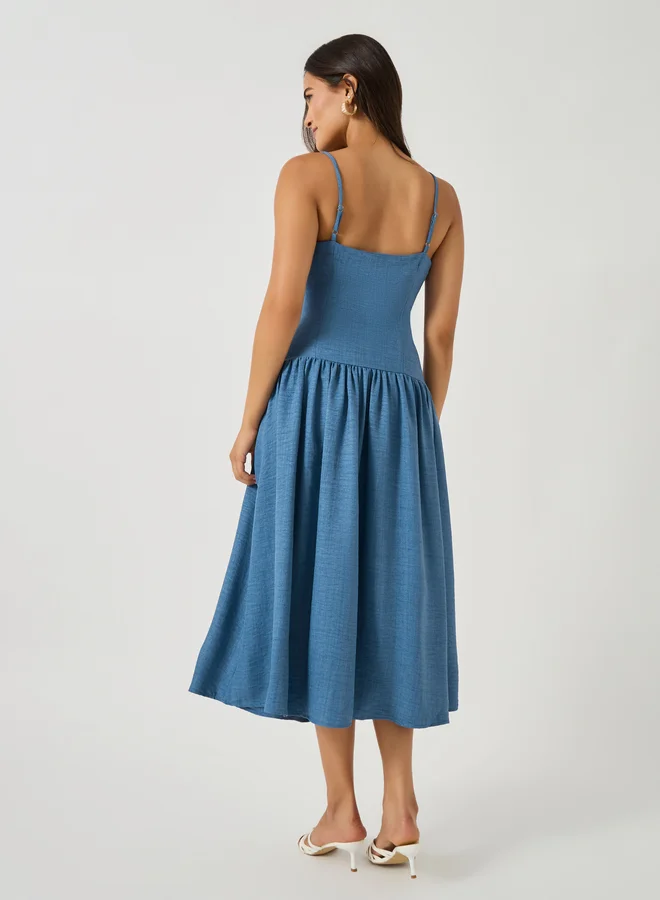 Styli Floral Denim Dress