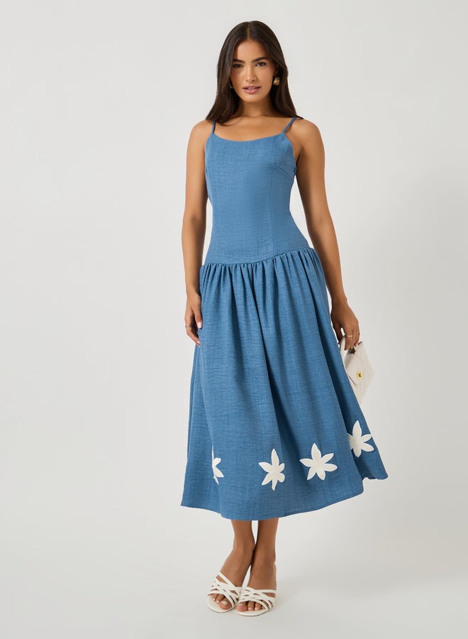 ستايلي فستان جينز مزهر - Image 1