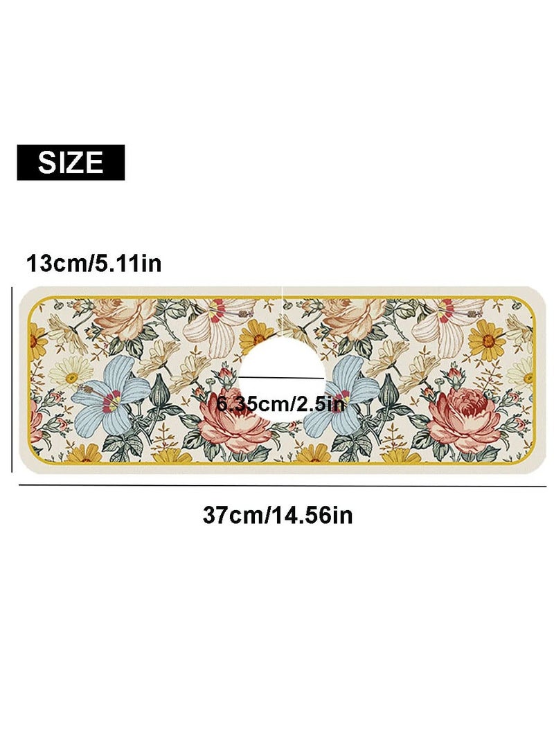 Sink Splash Guard Mat Floral Pattern Faucet Mat Sink Faucet Absorbent Mat Soft Texture Strong Anti-slip Quick Water Absorption Moderate Thickness Smooth Edges En-Friendly Odorlessfor Bathroom