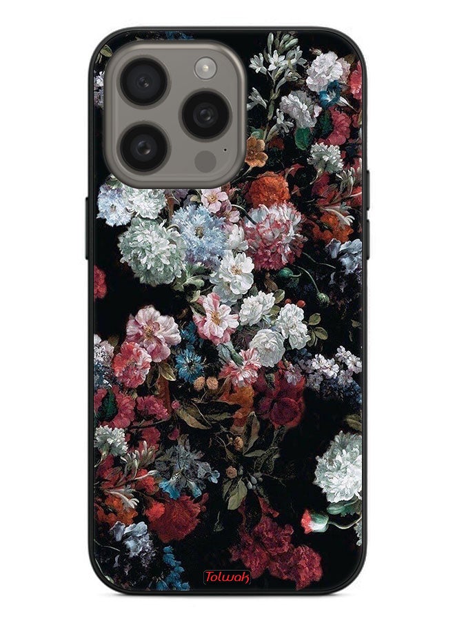 Tolwak Apple iPhone 15 Pro Max Protective Case Cover Vintage Roses - Image 2