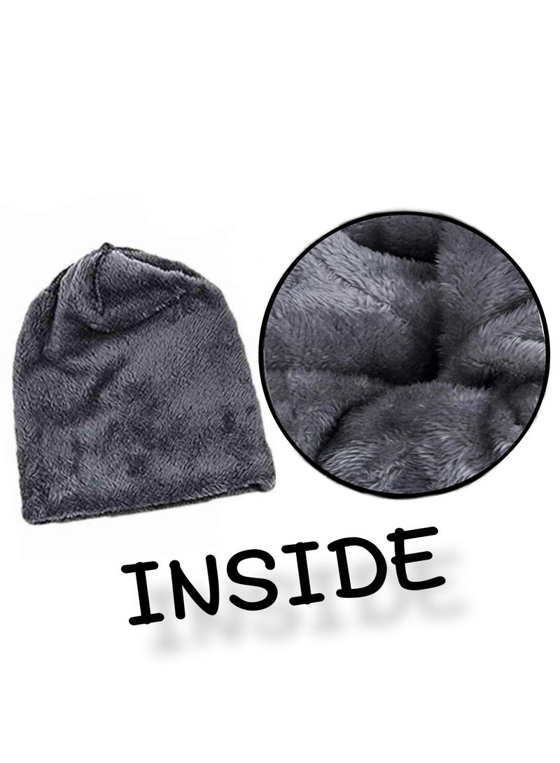 Beanie hat , Warm Knit Hat Thick Fleece Lined Winter Cap  - Image 2