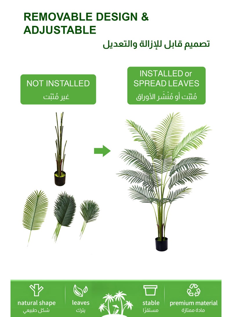 ULHYC Large Artificial Palm Tree - Realistic Silk Leaves and Bark Trunk for Home Decor, Villa Garden, Office (Indoor/Outdoor) - Image 2