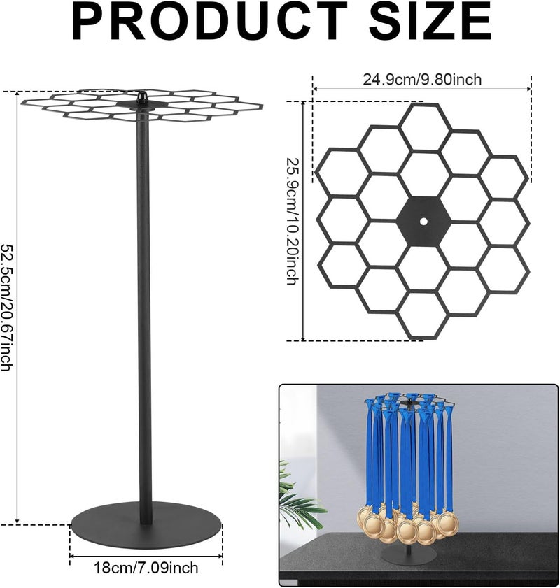 windforgecraft Medal Hanger Display Rotatable Medal Hangers Display Tabletop Medal Holder Rack Metals Display Rack Over 45 Medals Capacity for Sports Marathon Races Runners Cheer Gymnastics Soccer Softball - Image 2