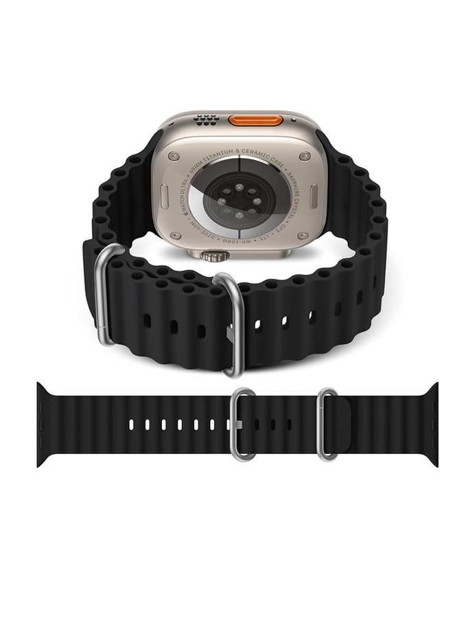 PROMASS Original Silicone Band Compatible with Apple Watch Ultra 42mm/44mm/45mm/49mm Black Color - Image 1