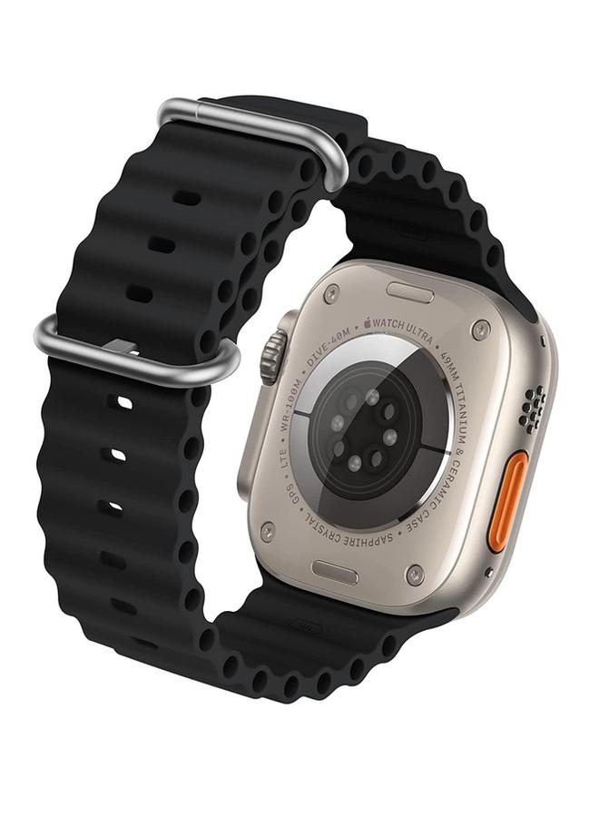 PROMASS Original Silicone Band Compatible with Apple Watch Ultra 42mm/44mm/45mm/49mm Black Color - Image 2