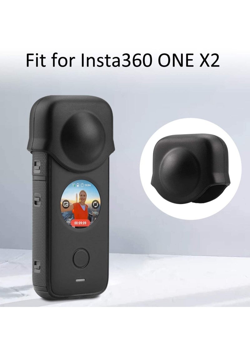 Lens Cap Compact Silicone Durable Detachable Lens Protective Cap Cover Protector Replacement for Insta360 ONE X2 Action Camera/Antislip/Dropproof/Scratchproof-Black - Image 2