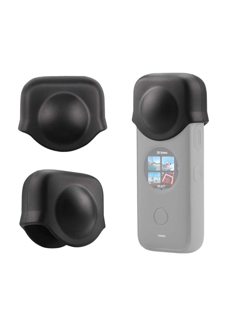 Lens Cap Compact Silicone Durable Detachable Lens Protective Cap Cover Protector Replacement for Insta360 ONE X2 Action Camera/Antislip/Dropproof/Scratchproof-Black - Image 1