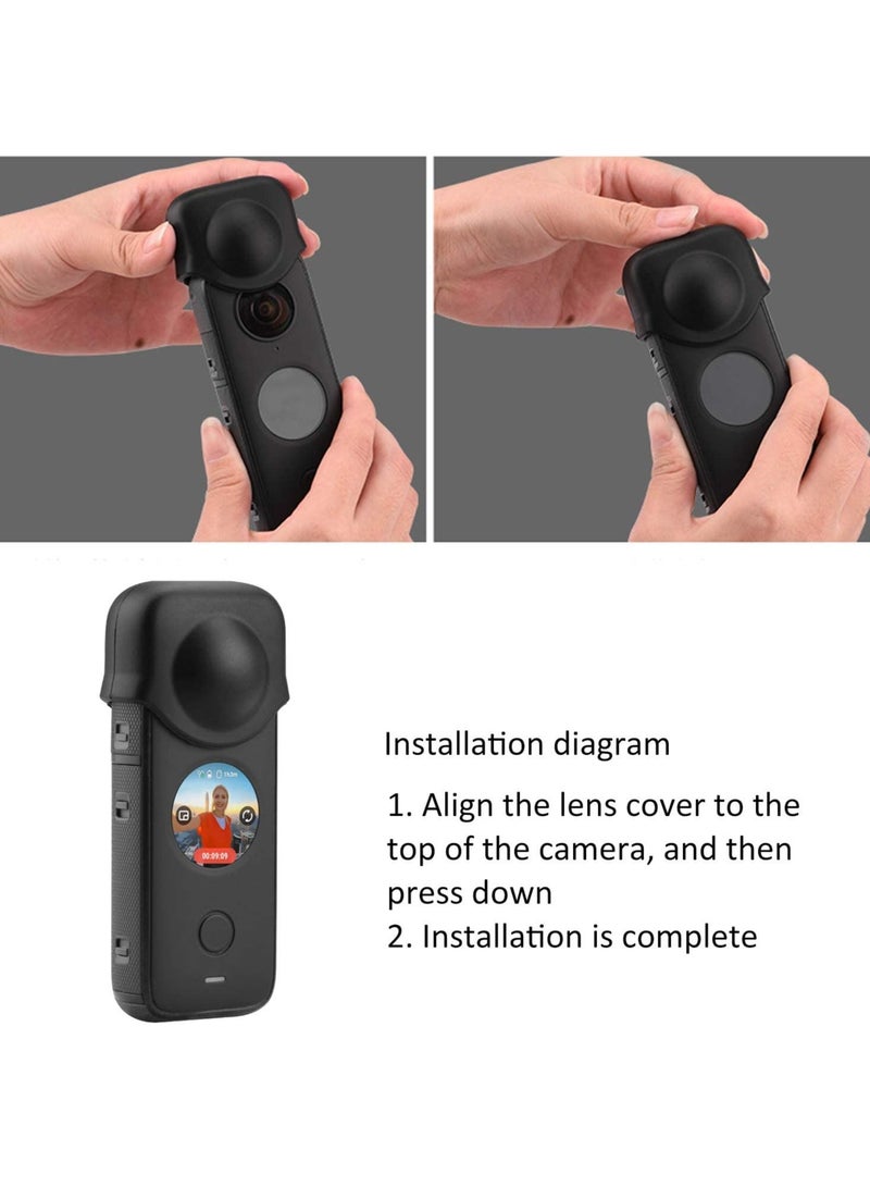 Lens Cap Compact Silicone Durable Detachable Lens Protective Cap Cover Protector Replacement for Insta360 ONE X2 Action Camera/Antislip/Dropproof/Scratchproof-Black - Image 4