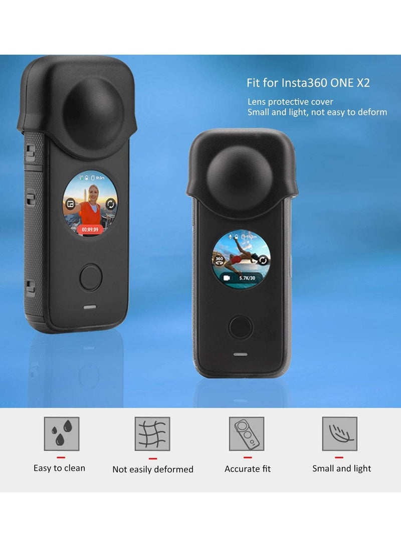 Lens Cap Compact Silicone Durable Detachable Lens Protective Cap Cover Protector Replacement for Insta360 ONE X2 Action Camera/Antislip/Dropproof/Scratchproof-Black - Image 3
