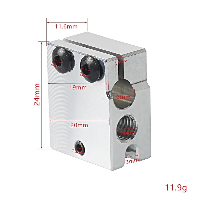 Black Heated Block Aluminum Heater Silicon Case Cover For 3D Printer Hot End - Image 5