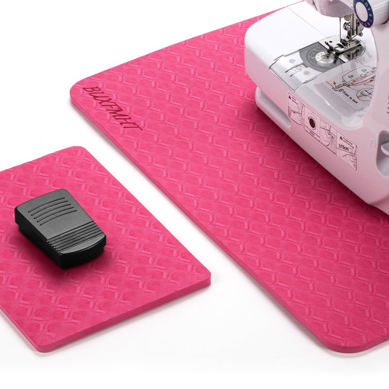 BUXFMHT Sewing Mat Set Sew Machine Muffling Mat Reduce Sews Pedal Vibrations Movement and Slipping Sewings Machine and Sergers Accessory 2Piece Set Rose Red