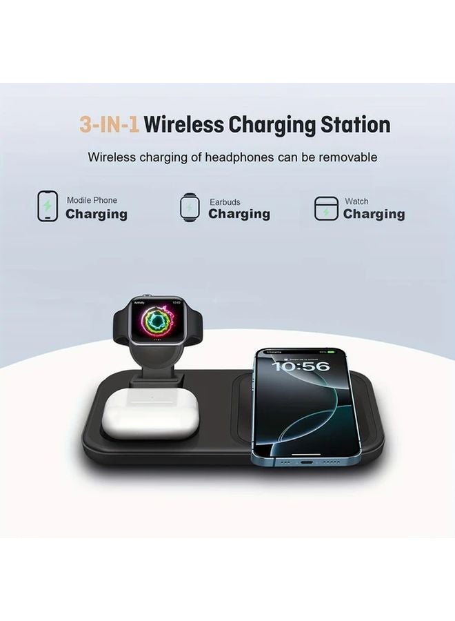 White Wireless Charging Dock For iPhone 16E 16 15 14 13 12 iWatch AirPods Pro Travel - Image 4