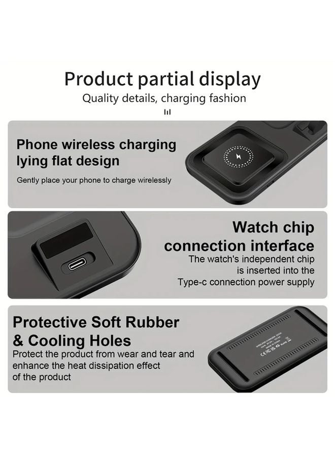 White Wireless Charging Dock For iPhone 16E 16 15 14 13 12 iWatch AirPods Pro Travel - Image 5