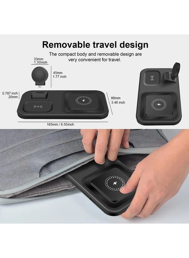 White Wireless Charging Dock For iPhone 16E 16 15 14 13 12 iWatch AirPods Pro Travel - Image 2