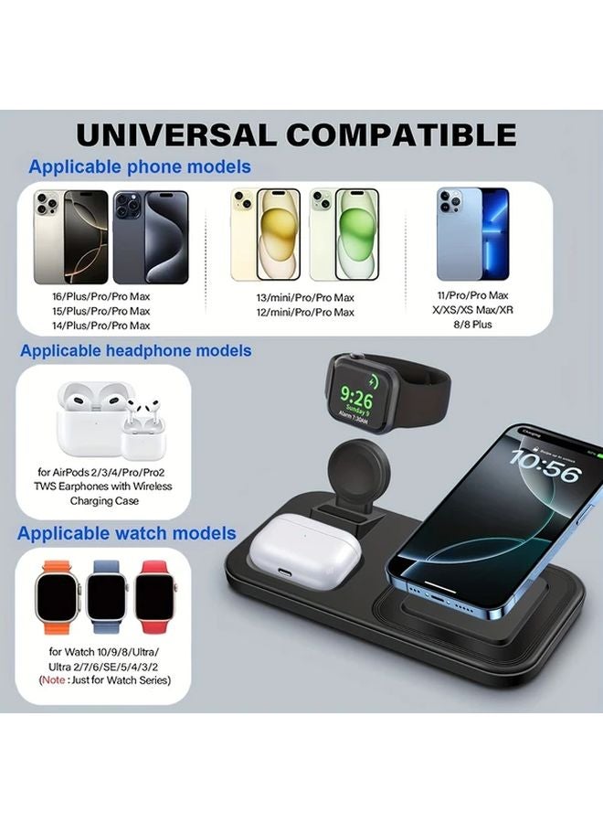 White Wireless Charging Dock For iPhone 16E 16 15 14 13 12 iWatch AirPods Pro Travel - Image 3