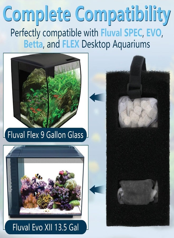 FIX ZHANG Aquarium Filter Media Set for Fluval SPEC, EVO, Betta and Flex Desktop Aquarium Series, Includes 1 Biomax Filter Media, 1 Carbon Filter Refills, 1 Foam Filter, 1 Filter Cord and 2 Cleaning Brushes - Image 3