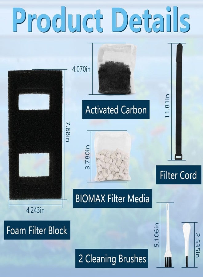 FIX ZHANG Aquarium Filter Media Set for Fluval SPEC, EVO, Betta and Flex Desktop Aquarium Series, Includes 1 Biomax Filter Media, 1 Carbon Filter Refills, 1 Foam Filter, 1 Filter Cord and 2 Cleaning Brushes - Image 2