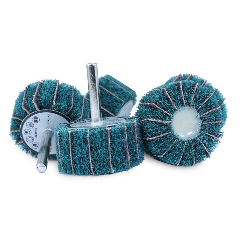 BHA Mounted Interleaf Flap Wheels for Sanding and Finishing, 2” x 1” x 1/4”, Green (Coarse) - 5 Pack - Image 2