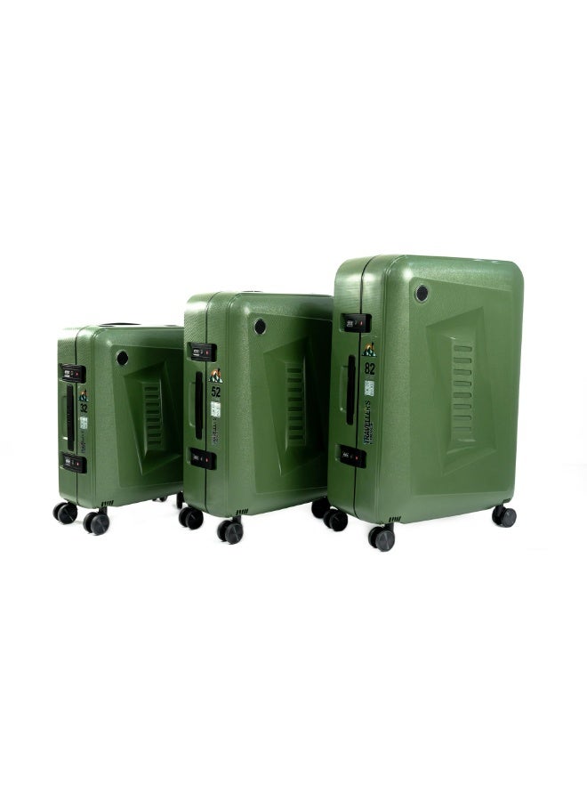 20 inch 24 inch 28 inch PP carry on suitcase 3 piece traveling luggage sets fashion style rolling trolley bag (Green)  - Image 2