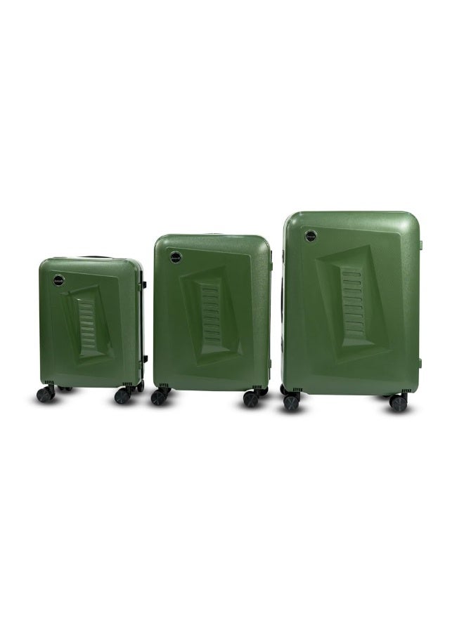 20 inch 24 inch 28 inch PP carry on suitcase 3 piece traveling luggage sets fashion style rolling trolley bag (Green)  - Image 1